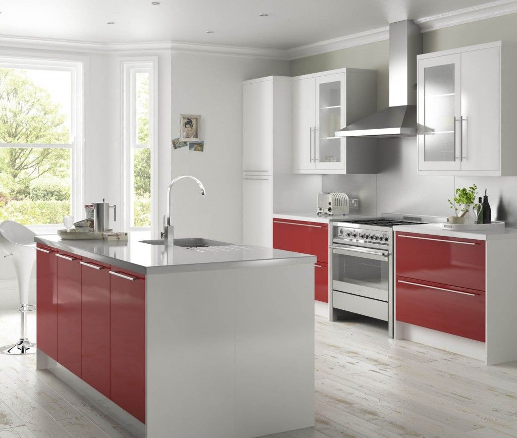 Creatice Red And White Kitchen Cabinets Ideas 