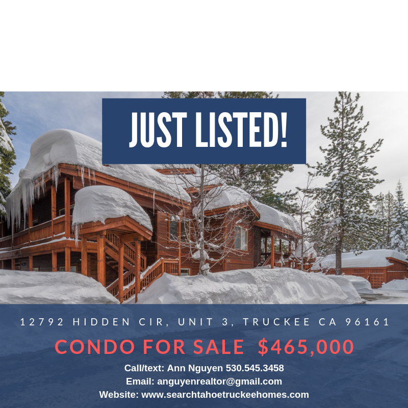 12792 Hidden Cir, Unit 3, Truckee CA 96161CONDO FOR SA