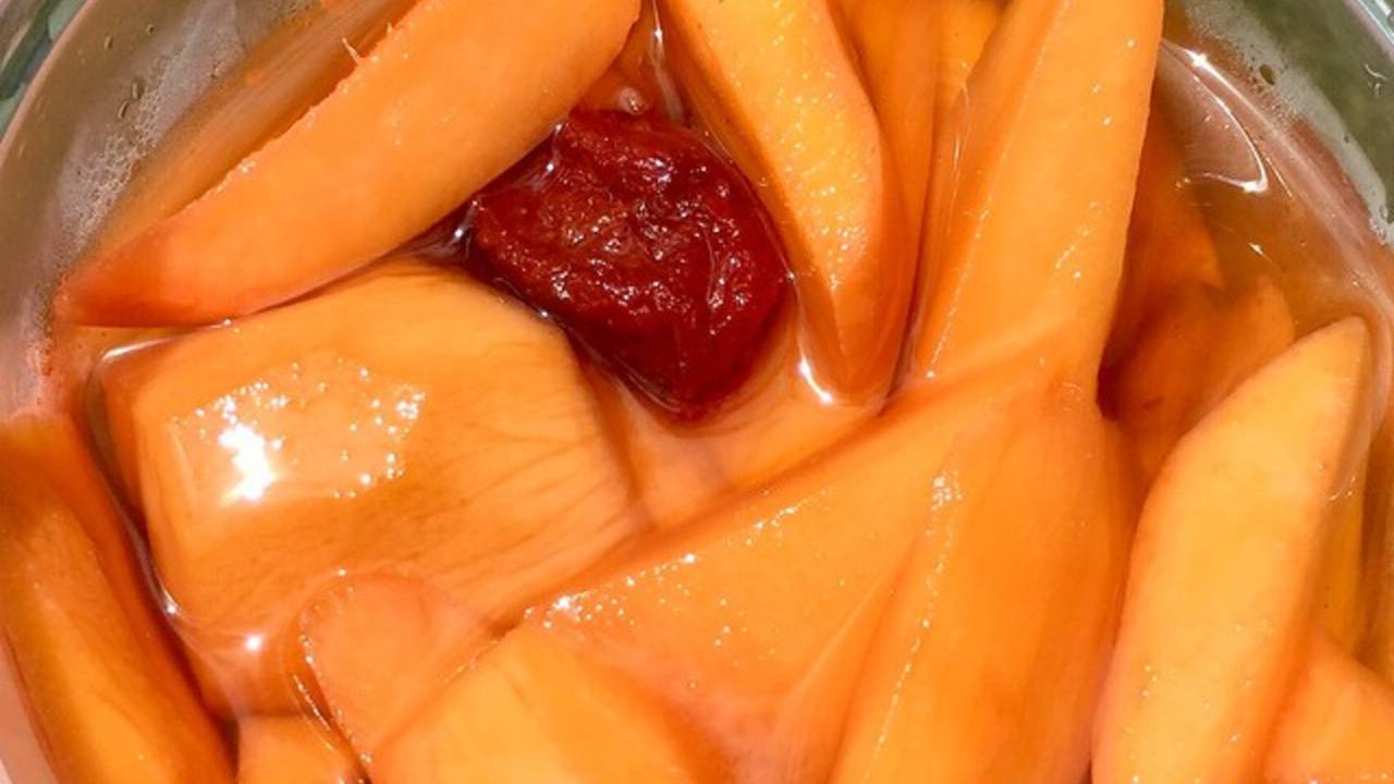 Pickled mango - a summertime treat in Hawaii