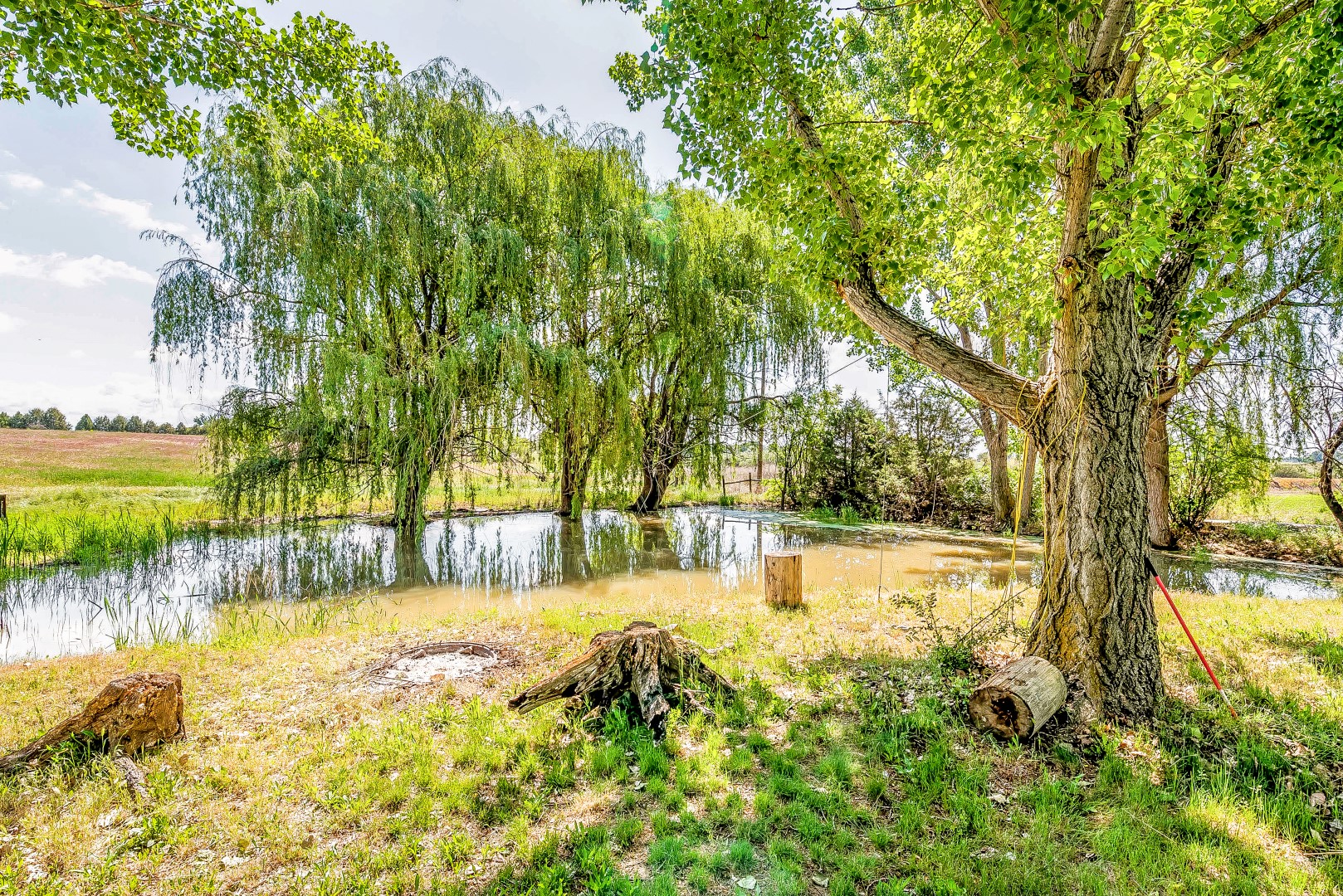 This oasis features a creek fed pond, zip line, & ropin