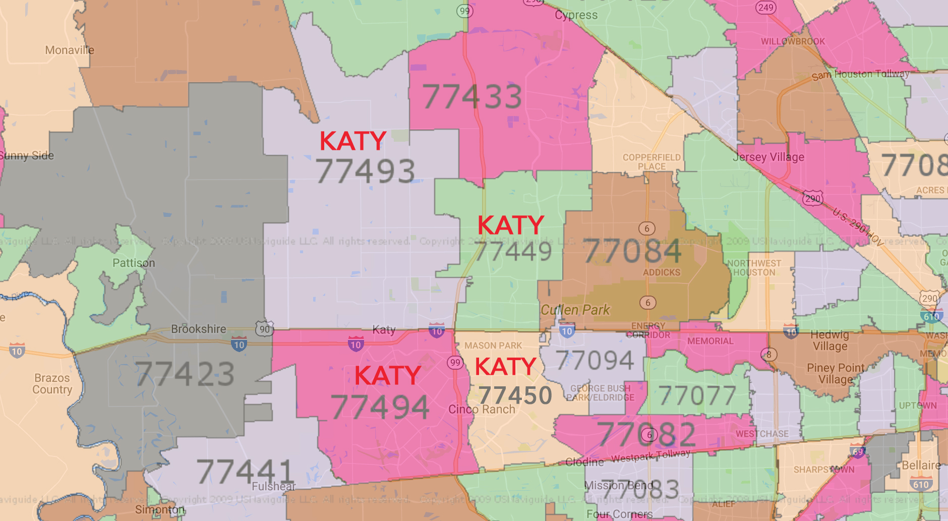 Texas Postal Zip Codes Map