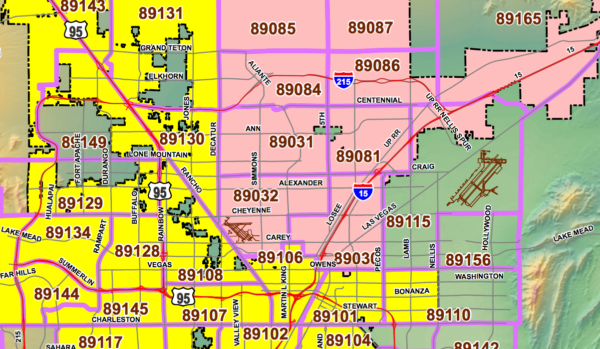 Las Vegas Area Zip Code Map Gambaran