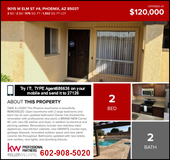 Phoenix AZ Townhouse for Sale Vista De Oeste