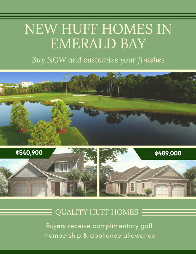 New Huff Homes Built in Emerald Bay, Miramar Beach FL