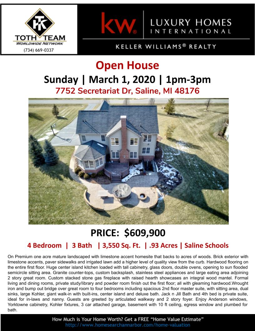 7752 Secretariat Dr, Saline, MI 48176 Open House