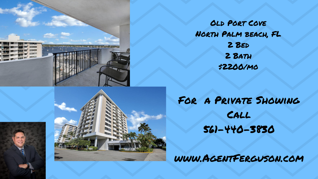 2200 / 2br 1118ft Old Port Cove! 2/2 for Lease (No