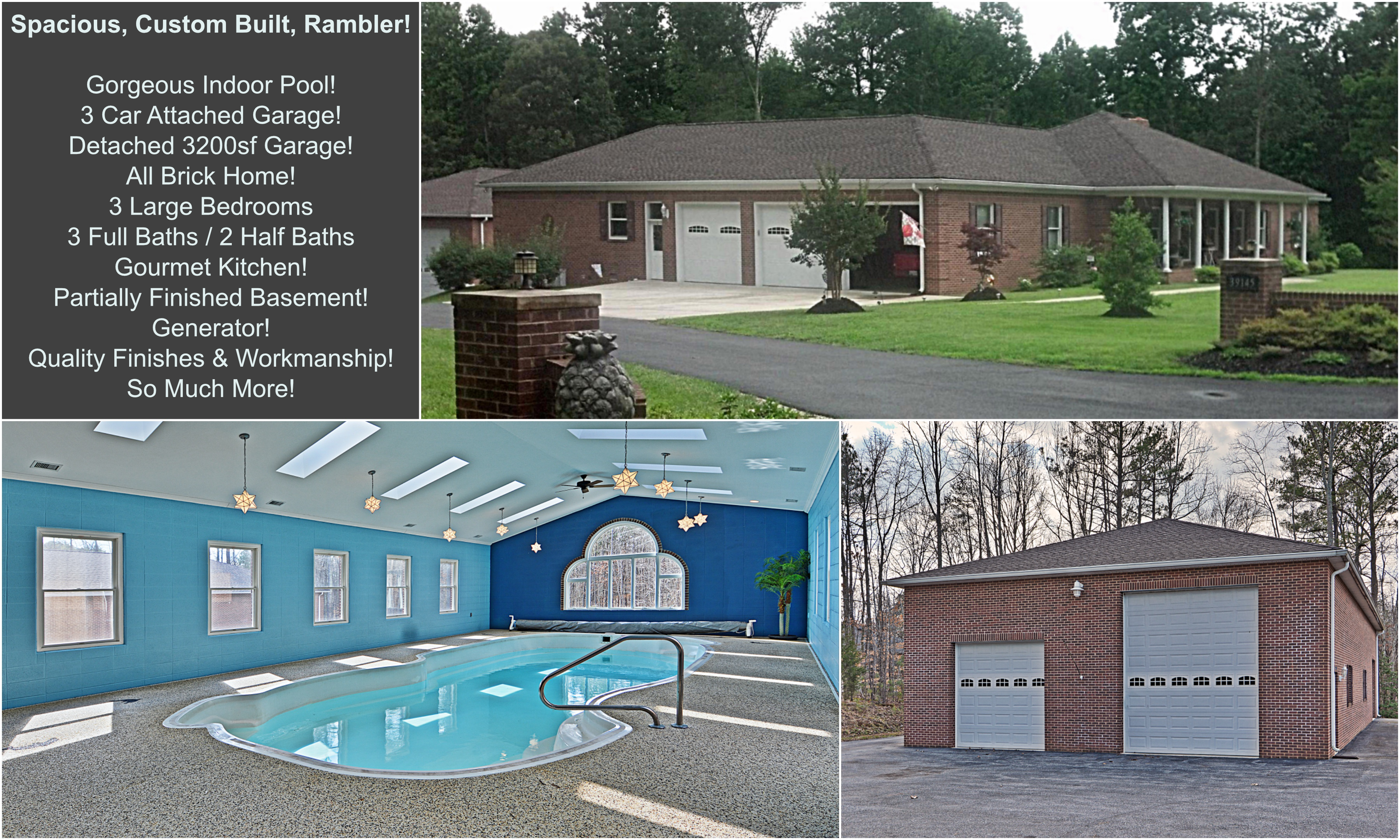FABULOUS! Custom Rambler with Indoor Pool and 3200sf G