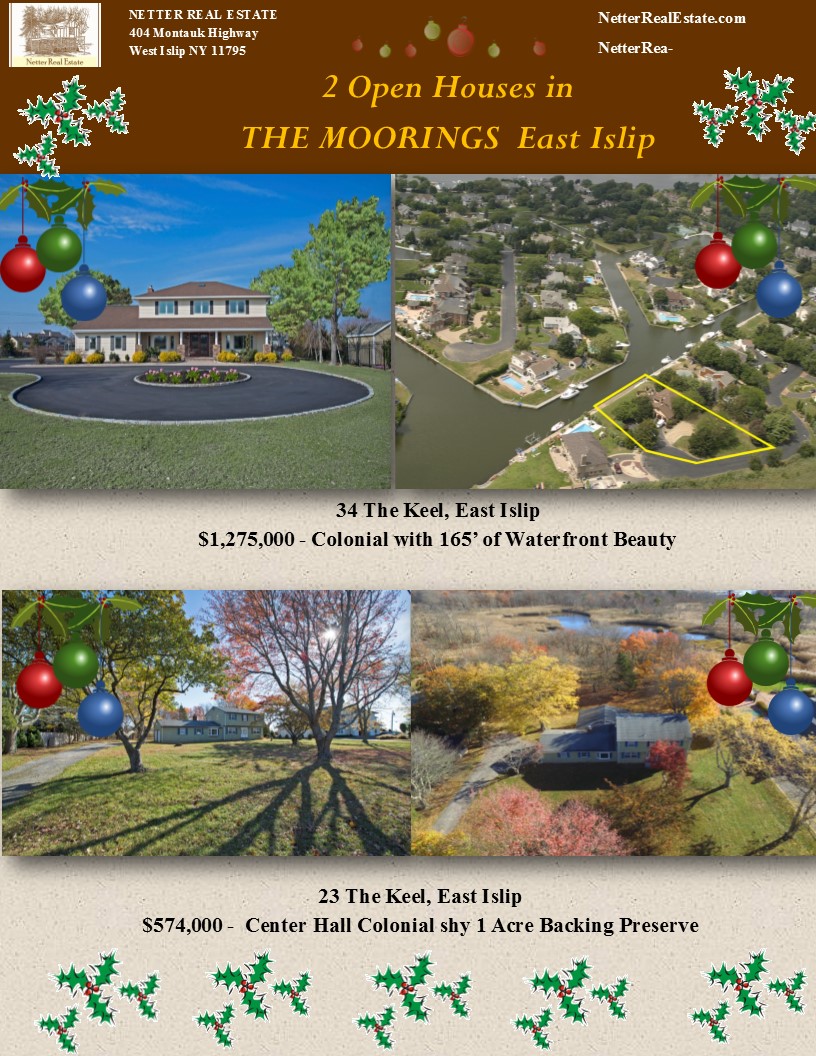 2 Open Houses in THE MOORINGS East Islip NY