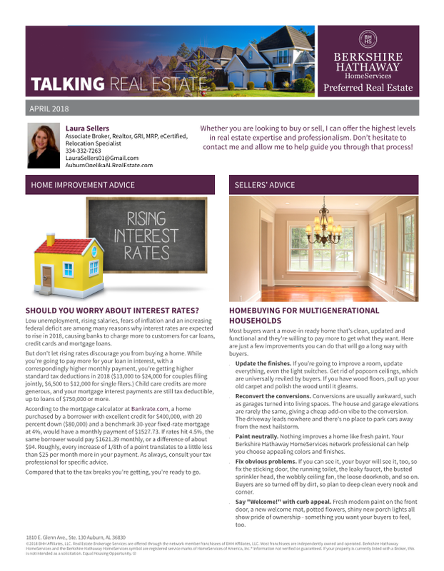 April Real Estate News Letter Auburn AL