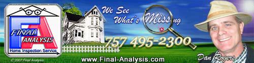 Final Analysis, find home inspectors in virginia beach, Chesapeake VA