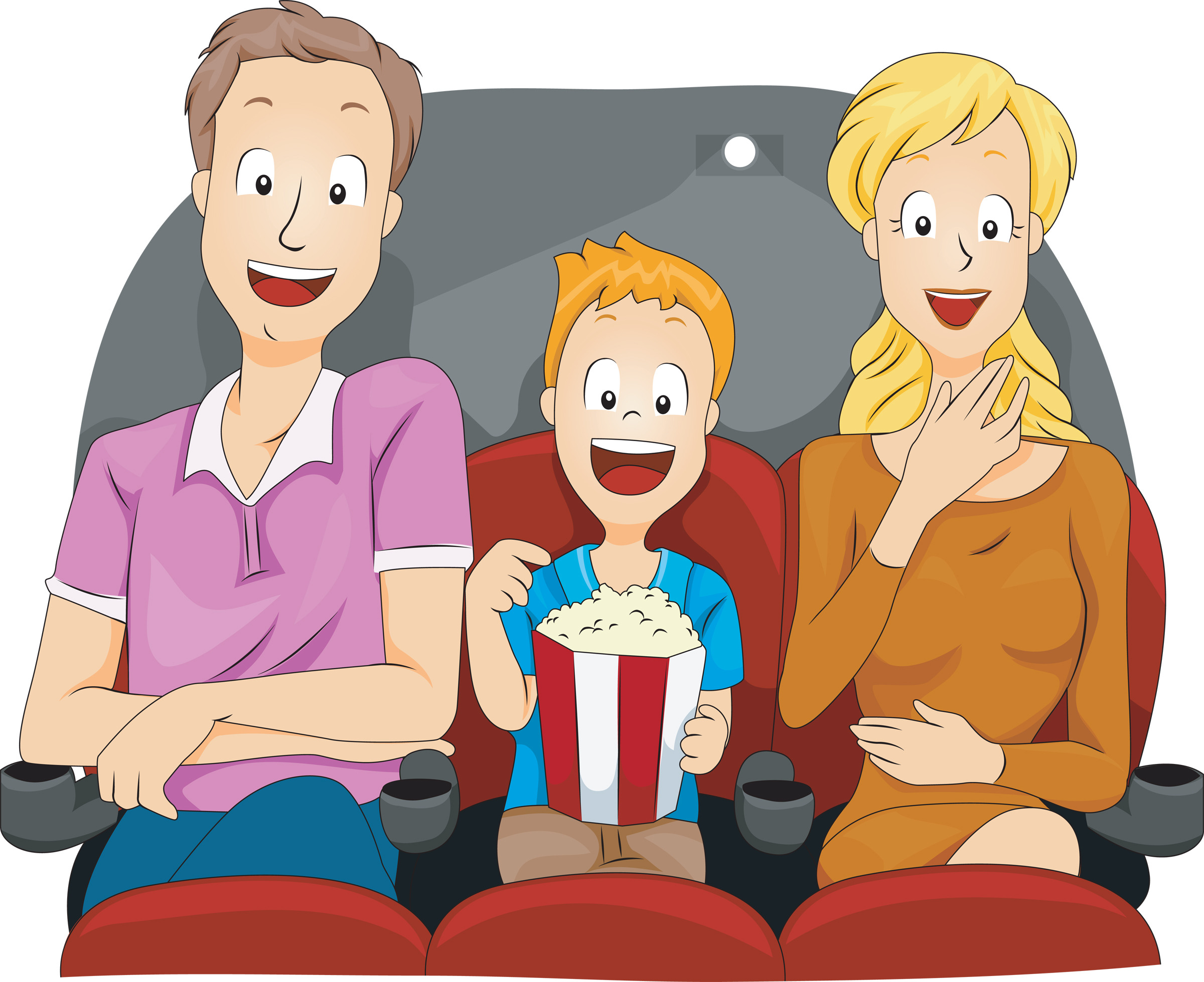Семья в кинотеатре иллюстрация